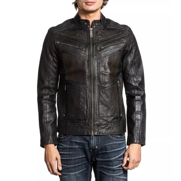 Affliction Other - AFFLICTION Leather FIRE HORSE MEN'S JACKET Black